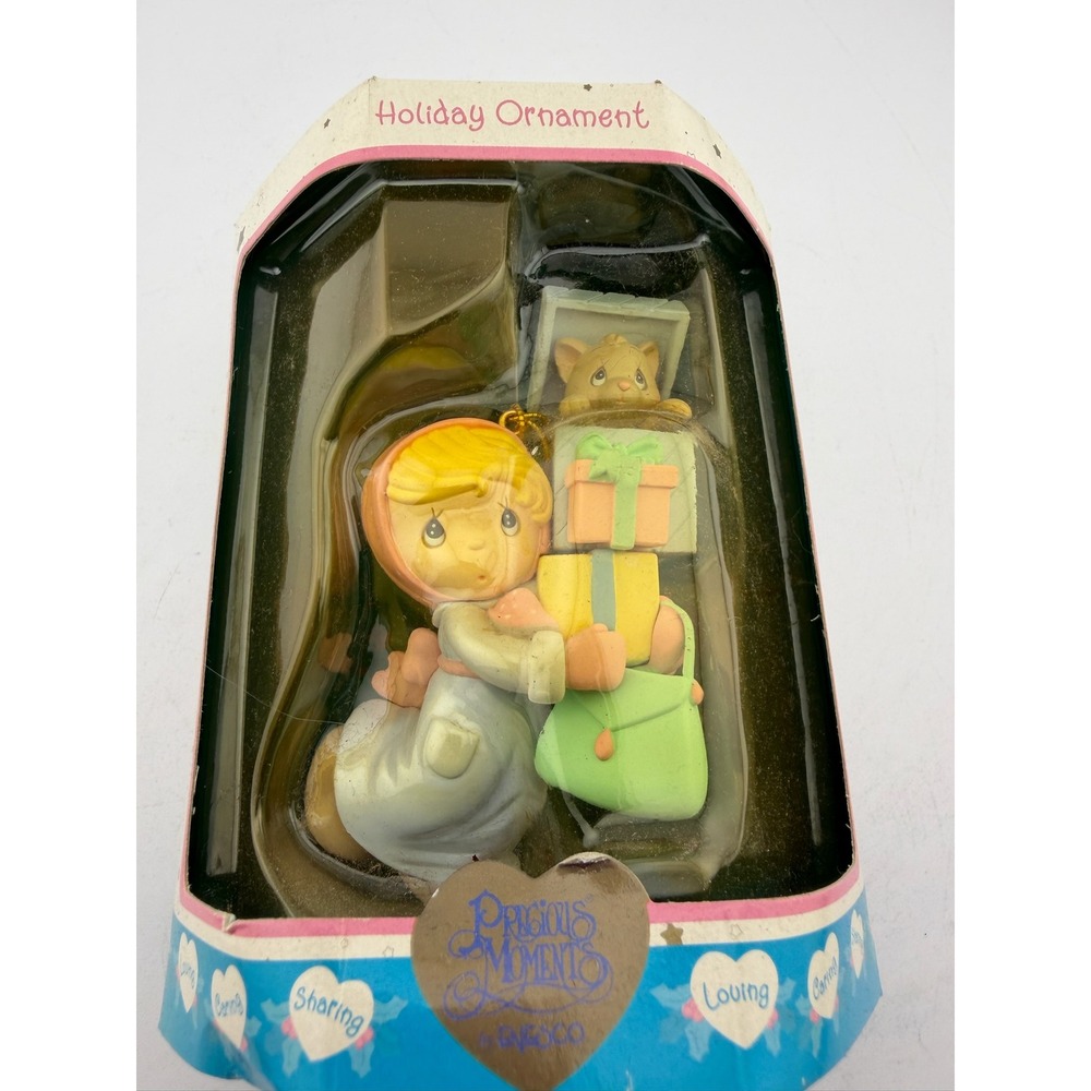 Precious Moments Holiday Ornament Girl with Presents‎ and Kitty by Enesco